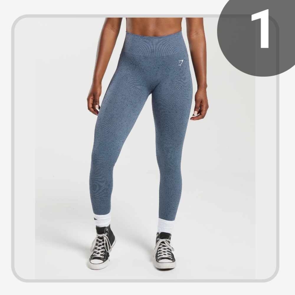 Gymshark Adapt Fleck Seamless Leggings - Evening Blue - Small - Picture 2 of 5